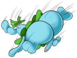 accident accidental_exposure ass ass_out balls bastardpalace big_butt big_nose blue_body blue_skin blush butt_focus butt_shot dizzy_eyes erection exposed_butt falling falling_over genitals grass grass_skirt hi_res humanoid male mario_bros motion_lines nintendo oblivious overweight overweight_male palm_tree penis pianta_(super_mario_sunshine) plant simple_background slightly_chubby slightly_chubby_male solo spread_legs spreading super_mario_sunshine tree
