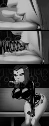 1boy 1girls beast_boy black_and_white dc_comics female garfield_logan giantess male rachel_roth raven_(dc) ravenravenraven teen_titans warner_brothers