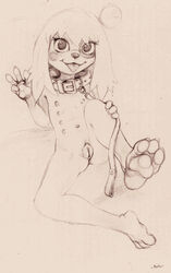 anthro canine collar dofus female flat_chested fuchs leash lilotte mammal multi_nipple nipples nude ouginak pawpads paws pussy solo young