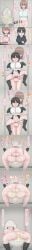 after_masturbation after_sex anus ass bathroom big_ass black_hair brown_hair carrying_partner censored cum_in_pussy cum_in_toilet ebimetal8 erection excessive_cum futa_on_female huge_balls huge_cock japanese_text mating_press pussy rough_sex shirt skirt socks toilet