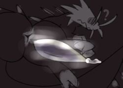 antennae_(anatomy) anus ass big_penis big_tail black_lizard_(rain_world) blush blush_lines bodily_fluids butt_focus claws eyeless feral genital_fluids genitals glistening glistening_genitalia glistening_penis grey_anus grey_body grey_claws grey_head grey_penis huge_tail leaking_precum lizard_(rain_world) lying male midnightpurrs musk musk_clouds musky_penis on_side penis precum precum_on_ground precum_on_penis presenting presenting_hindquarters presenting_penis question_mark rain_world rear_view slit_penis solo spiked_head spiked_tail spikes spikes_(anatomy) tail tapering_penis videocult