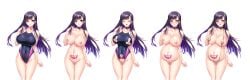 1girls before_and_after big_breasts big_tits blush clitoris_piercing collar corruption embarrassing_outfit enslaved game_cg hair_highlights horny horny_face horny_female huge_breasts huge_tits lewd_crest light-skinned_female long_hair miel miel_(company) nipple_holes nipple_piercing nippleless_clothes nude nude_female open_clothes piercings pregnant pregnant_belly pregnant_female progression pubic_tattoo revealing_clothes slave slavegirl sling_bikini slutification smile submissive_female swimsuit tattoo time_progression womb_tattoo yoshino_keiko