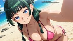 ai_female ai_generated bikini blue_eyes breasts color colored female green_hair hell-pantsu hi_res kusuriya_no_hitorigoto maomao_(kusuriya_no_hitorigoto) the_apothecary_diaries
