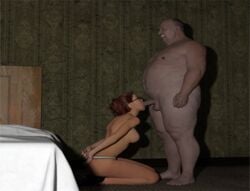 3d balls color fat_man fellatio female humanoid kneeling landlord male oral penis whiteraven