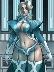 1girls artist_signature bad_anatomy belly_button blonde_female blonde_hair blue_eyes blue_lipstick boots breasts busty curvy emma_frost emma_frost_(marvel_rivals) emma_frost_(x-revolution) female hips legwear light-skinned_female light_skin marvel marvel_comics marvel_rivals mature mature_female midriff milf msperoni mutant slightly_open_mouth small_breasts superheroine thick thick_legs thick_thighs thighhighs thighs triplexmile wide_hips x-men