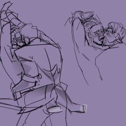 2boys beard blush blush blush_lines date_everything dorian_(date_everything) dreadlocks french_kiss french_kissing gay henryhoove kissing legs_around_waist making_out male/male pinned pinned_arms pinned_to_wall sketch tongue tongue_in_mouth tongue_kiss
