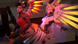 3d alternate_costume animated dark dentol devil devil_mercy dickgirl duo evil female futa_on_female futanari intersex mercy no_sound overwatch selfcest sex source_filmmaker video