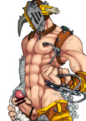 1boy abs bara big_penis borderlands borderlands_2 censored censored_penis drooling erection helmet human krieg male male_only mask muscle muscles nipples pecs penis psycho_(borderlands) saliva solo tagme