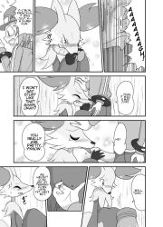 1boy 1boy1girl 1girls angry apologizing blowjob blush closed_eyes comic cute delphox english english_text fangs finger_fuck fingering generation_6_pokemon headpat kasu_tera male_on_anthro penis_biting penis_lick pokemon pokemon_(species) pokemon_xy questionable_consent rape screaming sweat tears