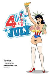 4th_of_july american_flag archie_comics black_hair breasts brunette cosplay heels large_breasts nipples posing pubic_hair public_domain pussy simple_background smile statue_of_liberty statue_of_liberty_(cosplay) thighhighs ultrafem unshaved_pussy veronica_lodge wardrobe_malfunction wonder_woman_(cosplay)