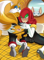 2boys androgynous anus balls bulge crossdressing crossplay femboy girly glazed_(artist) high_heels knuckles_the_echidna male penis presenting presenting_anus rouge_the_bat rouge_the_bat_(cosplay) sonic_(series) tails tails_the_fox trap yaoi