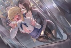 2girls against_glass ai_generated artoria_pendragon black_pantyhose blue_skirt breast_grab breast_grab_from_behind breasts chikan crowd domination drooling evil_smile excessive_pussy_juice excessive_saliva face_on_glass fate/grand_order fate/stay_night fate_(series) female female/female female_dominating_female female_molester female_only female_orgasm femdom femsub fingering fingering_under_clothes full-face_blush giving_in_to_pleasure glass glasses grabbing grabbing_another's_breast grabbing_from_behind half-closed_eyes hand_under_clothes hand_under_panties hands_against_glass high-waist_skirt large_breasts licking_ear licking_glass looking_pleasured meganekko molestation molestation_in_public molested molesting office_lady older_dom_younger_sub older_female_and_younger_female open_shirt panties pantyhose pressed_on_glass public pussy_juice pussy_juice_drip pussy_juice_trail saber saliva sexual_assault sexual_harassment shirt skirt small_breasts squirting tearing_up thick_thighs tongue_out torogao train train_molestation trembling wet_panties wet_pantyhose white_panties white_shirt wide_hips yuri