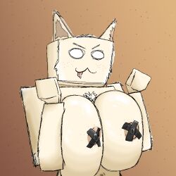 >:3 1girls :3 :p anthro anthro_only arm_tuft beige_body beige_fur beige_skin big_breasts black_tape breast_grab breast_squeeze breast_squish breasts_between_arms breasts_bigger_than_head cat_ears cat_girl chest_tuft completely_nude cube_head cubic_anatomy deep_cleavage ear ear_tuft erect_nipples excited feline female female_focus female_only fingerless freckles_on_breasts freckles_on_chest freckles_on_face fur furry hair huge_breasts massive_breasts mob_face nameless_character nipple_pasties nipples no_bra no_neck noseless nude nude_female orange_background original original_character pasties pressing_breasts_together pupilless_eyes seducing seductive self_upload shaded shoulder_tuft simple_background skindentation slim_waist square_head taped_nipples tounge_out tummy unknown_artist upper_body white_body white_eyes white_fur white_hair x_pasties