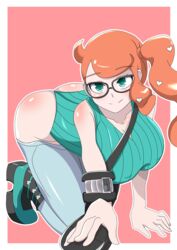 1girls ass boots breasts female female_only glasses green_eyes heel_boots high_heel_boots human human_only leotard orange_hair pokemon pokemon_ss senak012 solo sonia_(pokemon)