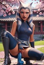 1girls ahsoka_tano ai_generated alien aqua_dildo armor armored_boots artist_name blue_eyes blue_thighhighs blurry blurry_background boots breasts cherry_blossoms clone_wars colored_skin dildo dildo_in_pussy dildo_insertion dildo_riding face_markings facial_tattoo female female_masturbation fingerless_gloves gloves greaves hi_res humanoid jedi lips looking_at_viewer lucasfilm markings masturbation medium_breasts montrals object_insertion orange_skin outdoors patreon_username petals pussy pussy_juice r34arts riding_dildo sex_toy solo spread_legs squatting squatting_on_dildo star_wars star_wars_rebels tentacle_hair thighhighs togruta uncensored vaginal_insertion vaginal_masturbation vaginal_object_insertion vaginal_penetration vambraces web_address