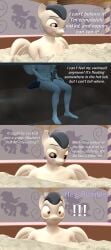 3d_(artwork) absurd_res aged_up animal_genitalia animal_penis anthro aroused balls blush bubble comic digital_media_(artwork) english_text equid equine equine_genitalia equine_penis exclamation_point exhibitionism feet friendship_is_magic genitals hasbro hi_res horse hot_tub male mammal my_little_pony mythological_creature mythological_equine mythology navel nipples nude nude_anthro offscreen_character papadragon69 partially_submerged pegasus penis pony rumble_(mlp) shirtless skinny_dipping solo source_filmmaker_(artwork) suds text uhoh underwater water wings