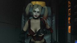 3d animated batman:_arkham_city batman_(series) black_nails blue_eyes breast_grab breasts choker clothed dc dc_comics dialogue facepaint female female_only fingerless_gloves fondling gloves harley_quinn harley_quinn_(arkham) harley_quinn_(arkham_city) human large_breasts lipstick long_hair midriff nail_polish navel red_lipstick self_fondle solo sound source_filmmaker tied_hair twintails video warriorsoulsfm