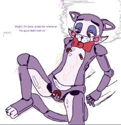 1girls 3_toes animatronic animatronic_female anthro anthro_female anthro_only blue_eyelids blue_eyeshadow bow bow_tie bow_tie_only bowtie bowtie_only breastless brown_eyes brown_eyes_female cindy_(fnac) cropped cropped_image digital_media_(artwork) domestic_cat ears_down edit edited edited_by_uploader electricity electricity_play eyeshadow fangame fangame_character felid feline female female_anthro female_furry female_masturbation female_only female_solo five_nights_at_candy's furry furry_female furry_only furry_solo ghost_(artist) joints jpeg lidded_eyes lighter_belly magenta_body magenta_fur magnet masturbation nipple_play no-human no_breasts no_genitals no_human no_humans no_visible_genitalia non-human non-human_only null only_female only_furry plain_background purple_body purple_fur red_bow red_bow_tie red_bowtie simple_background sitting sitting_down smoke solo solo_anthro solo_female solo_furry tail unusual_masturbation white_background