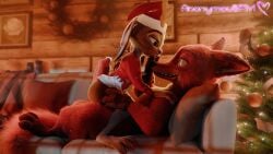 3d_(artwork) absurd_res animal_genitalia animal_penis anonymousfm anthro ass balls between_buttocks big_butt bodily_fluids canid canine canine_genitalia canine_penis canis christmas christmas_clothing christmas_headwear christmas_tree claws clothing cum digital_media_(artwork) disney duo erection eye_contact female fox fur genital_fluids genitals grey_body hair hat headgear headwear hi_res holding_leg holding_thigh holidays intimate judy_hopps knot knotted_penis lagomorph leporid looking_at_another male male/female mammal nick_wilde nude open_mouth paws penis plant purple_eyes rabbit red_fox romantic romantic_couple rubbing_face size_difference smile tail teeth thick_thighs tree true_fox wide_hips zootopia
