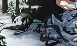 animal_genitalia animal_vulva anthro anus balls black_body black_claws black_fur black_pawpads blue_anus blue_horn blue_markings blue_pawpads blue_penis bodily_fluids canid canine canine_genitalia canine_vulva claws cum cum_in_vagina cum_inside cuntboy dragon duo ender_(endermoonfur) endermoonfur erection female_(lore) feral full-package_cuntboy fur furred_dragon furred_scalie genital_fluids genital_slit genitals grey_body grey_fur herm hermaphrodite hi_res horn intersex intersex/male knot male maleherm maleherm/male mammal markings multi_genitalia mythological_creature mythological_scalie mythology pawpads penetration penis pink_knot pink_penis pink_vulva pussy scalie sheath vaginal_penetration vulva white_body white_fur