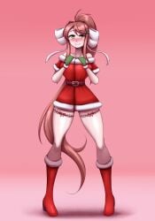 1girls 2025 belt big_breasts blush blushing_at_viewer boots breast_expansion breast_focus breast_growth breast_growth_(enlargement) brown_hair christmas christmas_outfit color colored doki_doki_literature_club expansion expansion_sequence female female_only fully_clothed gloves grabbing_clothing gradient_background green_eyes green_gloves hammerspace highres human human_only imminent_flashing light-skinned_female light_skin long_hair looking_at_viewer metachoke monika_(doki_doki_literature_club) pink_background ponytail red_boots red_robe robe sequence shaded simple_background smile smiling smiling_at_viewer solo solo_female standing white_bow