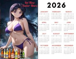 ai_generated bikini bishoujo_senshi_sailor_moon calendar calendar_(object) female rei_hino sailor_mars tagme