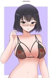 1girls 2d 2d_(artwork) 2d_artwork almost_naked almost_nude areola areolae background bare_arms bare_belly bare_chest bare_hands bare_hips bare_midriff bare_navel bare_shoulders bare_skin belly belly_button big_areola big_areolae big_boobs big_breasts big_nipples black-haired_female black_bra black_eyebrows black_hair black_lingerie black_underwear bra breasts busty busty_female busty_girl cleavage collarbone commission commission_art dark_hair digital digital_art digital_drawing digital_drawing_(artwork) digital_media digital_media_(artwork) drawing elbows exposed exposed_arms exposed_belly exposed_chest exposed_hips exposed_midriff exposed_navel exposed_shoulders exposed_skin female female_focus female_only fingers from_front front_view glasses glasses_on_face glasses_on_head glossy_hair green-eyed_female green_eyes hair_between_eyes inframammary_fold lace_bra lace_underwear laced_bra laced_underwear large_areola large_areolae large_boobs large_breasts large_nipple large_nipples lean_figure lingerie lingerie_bra lingerie_only looking_at_viewer maikurorensu midriff monotone_background mostly_nude naked naked_female naked_woman narrow_waist navel nearly_nude nipples nude nude_female nudity oc one_color_background open_mouth original original_art original_artwork original_character original_female_character parted_lips pink_areola pink_areolae pink_nipples plain_background portrait practically_nude purple_background rectangular_glasses shiny_hair short_hair shoulders skindentation slender_body slender_waist slim_female slim_waist solid_color_background solo standing top_view underwear underwear_only upper_body white_border
