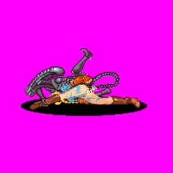 alien alien_(franchise) animated black_skin blonde_hair cammy_white capcom female forced hair human mammal masturbation mikituu pixel_art pussy_juice rape street_fighter tail_masturbation video_games xenomorph