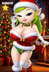 1girls 3d ai ai_art ai_generated alternate_version_at_source alternate_version_available artist_logo artist_name black_eyes blonde_eyebrows blonde_hair blue_eyeshadow bluesky_link boots breasts christmas christmas_hat christmas_headwear christmas_outfit christmas_panties christmas_presents christmas_tree female female_focus female_only giant_breasts gloves half-closed_eyes holidays hylian hylian_ears long_hair looking_at_viewer merry_christmas milf milfification necklace nintendo phantom_hourglass pink_lips pink_lipstick pointy_ears princess_zelda quinzo11 santa_hat self_upload the_legend_of_zelda the_legend_of_zelda:_phantom_hourglass the_legend_of_zelda:_the_wind_waker the_wind_waker toon_zelda