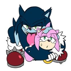 amy_rose anthro duo female green_eyes hedgehog male mammal sega sex simple_background sonic_(series) sonic_the_hedgehog sonic_the_werehog straight watatanza werehog white_background