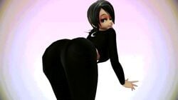 3d animated ass black_hair female jackie_(character) jackmmd_(artist) looking_behind mmd