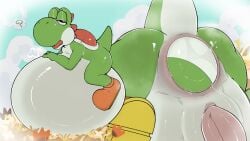 green yoshi from mario (series) by scrambledeve