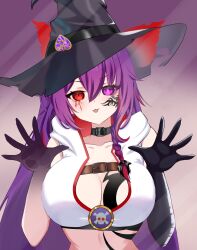 1girls big_breasts breasts female heterochromia hispanic_virtual_youtuber latam_virtual_youtuber light-skinned_female light_skin long_hair mai_noboshi mirror purple_eyes purple_hair red_eyes sexy tate_mumi_(artist) tattoo vtuber