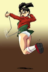 1girls brown_eyes butt chespirito chilindrina el_chavo_(series) el_chavo_del_ocho female freckles glasses human latina long_socks open_mouth panties socks solo surprised tagme televisa twintails