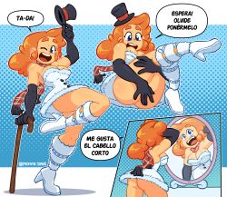 1girls 2024 2d black_hat confused_expression dressing_room dressing_room_(disambiguation) exercise exercise_ball exercise_clothing expressive_face expressive_pose female female_focus fitness fitness_body fur_boots fur_trim fur_trim_(clothing) ginger_female hair_ribbon humor keyla_(patatadave) legs legs_crossed long_black_gloves long_gloves long_hair male mirror mirror_reflection mirror_selfie no_panties no_sex one_eye_closed orange_hair panties patata_dave playful_smile red_ribbons shoes_only short_hair show_girl simple_background sitting sitting_on_balls sitting_on_floor skirt solo spanish_text sport_shoes sports_bra text_bubble thick_ass thick_hips thick_legs thick_thighs thinking top_hat vagina white_background white_outfit winter winter_clothes winter_uniform