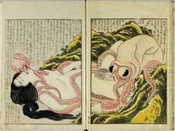 breasts cephalopod feral fine_art held_down hokusai katsushika_hokusai marine missionary_position nude_female octopus on_back restrained shunga tentacle tentacle_around_arm tentacle_around_leg tentacle_around_neck tentacle_around_nipple tentacle_around_throat tentacle_in_mouth tentacle_restraint tentacle_sex the_dream_of_the_fisherman's_wife zoophilia