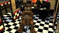 16:9 bear bow_tie brown_body brown_fur chair clothing five_nights_at_freddy's freddy_(fnaf) fur furniture gooberboy_v2 hat headgear headwear machine male male/male mammal masturbation office office_chair robot scottgames top_hat widescreen