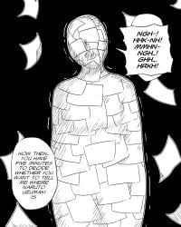 naruto_(series) shizune konan bondage interrogation encasement defeated_heroine captured_heroine angry resisting restrained paper_bondage villainess heroine black_hair manga_style asphyxiation gaijougqijoue_(artist)