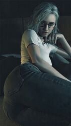 3d 3d_(artwork) ai_assisted artist_request bangs blonde_female blonde_hair capcom caucasian caucasian_female cleavage cleavage_cutout denim denim_shorts grace_ashcroft hourglass_figure hourglass_figured_female jeans medium_breasts medium_hair nsfw posing posing_for_the_viewer resident_evil resident_evil_9:_requiem slim_waist tagme tanktop thick_thighs unknown_artist viewed_from_above wide_hips lying lying_on_side lying_down ass_focus tight_clothing tight_fit glasses viewed_from_side three-quarter_view