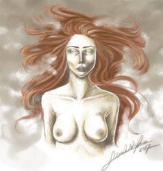 female solo nude breasts nipples red_hair 2007 traditional_media_(artwork) melisandre a_song_of_ice_and_fire game_of_thrones 1girls