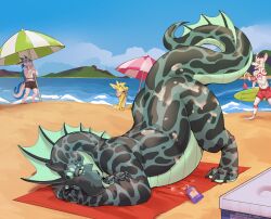 2021 absurd_res anthro aquatic aquatic_dragon ass_up athletic athletic_anthro athletic_male beach beach_towel beach_umbrella blue_body blush clothed clothing countershade_face countershade_tail countershade_torso countershading dessert dragon eeveelution feral food fur generation_1_pokemon green_eyes group hi_res horn ice_cream ivan_(xivna) jolteon kawa_(drakawa) male male_anthro male_feral minty_(mintyderg) mintyderg mythological_creature mythological_scalie mythology nintendo nude nude_anthro nude_male outside overweight overweight_feral overweight_male parasol pokemon pokemon_(species) red_body red_fur scalie standing sunscreen surfboard swimming_trunks swimwear tail teal_body teal_eyes tiesci topless topless_anthro topless_male towel white_body white_fur yellow_body yellow_fur