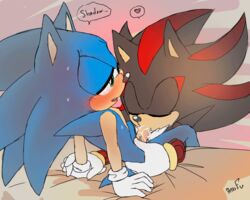 ... animated anthro black_fur blue_fur blush dialogue duo english_text fellatio fur green_eyes half-closed_eyes heart hedgehog krazyelf loop male mammal multicolored_fur nude oral oral_penetration penetration penis red_eyes red_fur sex shadow_the_hedgehog sonic_(series) sonic_the_hedgehog sucking tan_fur text two_tone_fur video_games yaoi