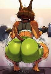 1girls 2d ai_generated anthro back back_view barefoot big_ass black_sports_bra brown_fur brown_hair bubble_ass cellulite crouching doberman dog_ears dog_girl dog_knight_rpg fat_ass female female_focus female_only full_body furry gloves green_gym_shorts green_shorts gym gym_bra gym_clothes gym_shorts gym_uniform hi_res hibiki120 huge_ass lifting lifting_weights light-skinned_female rory_(ceehaz) round_ass short_hair solo sports_bra standing sweaty tail thick_thighs thight_clothing training weightlifting weights wide_hips workout