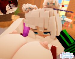 2girls 3d bed bedroom breasts brown_eyes cat_ears cat_humanoid cat_tail crystal_(eeveelewds) cunnilingus eeveelewds embrace indoors lesbian_sex long_hair looking_at_partner max_welsh_(maxyda) mine-imator minecraft multicolored_hair nude_female on_bed pussy pussy_licking red_hair smile stockings tagme yuri