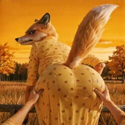 1girls ai_generated angry animated anthro ass_focus big_ass big_breasts clothing dress fantastic_mr._fox felicity_fox female fox fox_girl fox_tail furry furry_female hands_on_ass huge_ass huge_breasts long_dress looking_back mature mature_female milf mrs._fox no_sound red_fox tagme video