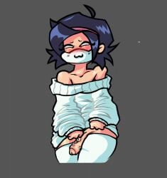 1boy 1boys ahoge blushing blushing_profusely cat_mask cursor facemask femboy femboy_focus femboy_only friday_night_funkin genderswap genderswap_(ftm) going_commando gray_background long_sleeve_shirt long_sleeve_sweater long_sleeves mask_on_head mouse_(computer) nene_(newgrounds) newgrounds no_shirt no_underwear pico's_school pink_blush pink_headband pink_headwear purple_hair purple_hair_female rule_63 small_penis solo solo_focus stockings thetrader thighhighs veins veiny veiny_penis veiny_testicles white_eyes white_stockings white_sweater white_thighhighs