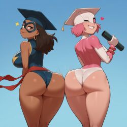 2girls aged_up agents_of_atlas ai_generated ass avengers big_ass big_breasts big_thighs blonde_female blonde_hair breasts brown-skinned_female brown_body brown_skin champions_(marvel) curvaceous curvy curvy_figure dark-skinned_female dark_skin digital_media_(artwork) female female_only gwendolyn_poole gwenpool gwenpool_(series) hips hourglass_figure huge_ass huge_breasts huge_thighs inhuman kamala_khan large_ass large_breasts large_thighs legs light-skinned_female light_skin marvel marvel_comics mature mature_female ms._marvel ms._marvel_(kamala_khan) multicolored_hair mutant mutant_(marvel) phophopho pink_hair slim_waist thick thick_hips thick_legs thick_thighs thighs voluptuous waist wide_hips young_avengers