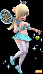 1girls big_ass breasts cleavage curvy female hi_res mario_(series) mario_tennis micro_bikini navel nintendo official_style princess_rosalina projectwetroid short_skirt skirt solo sparkles tank_top thick_thighs thighhighs white_thighhighs wide_hips