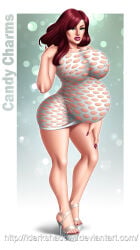 1girls 2016 beauty_mark belly big_belly big_breasts breasts erect_nipples female high_heels huge_breasts idarkshadowi lipstick nails_painted nipple_bulge original original_character pregnant red_hair solo