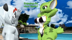 1boy 1girls anthro bikini carol_tea female freedom_planet male mikumikudance mmd panda silverteam2017 spade_(freedom_planet) surprised_face wildcat